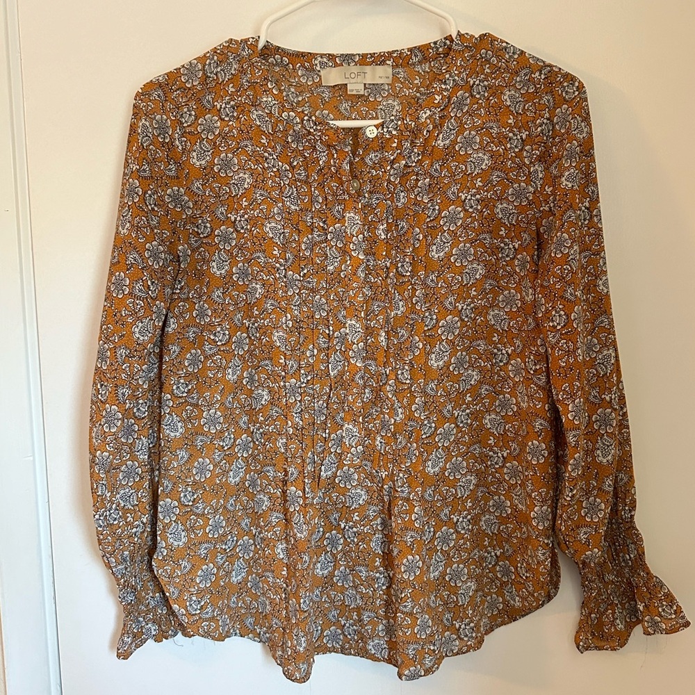 LOFT Long Sleeve Floral Blouse